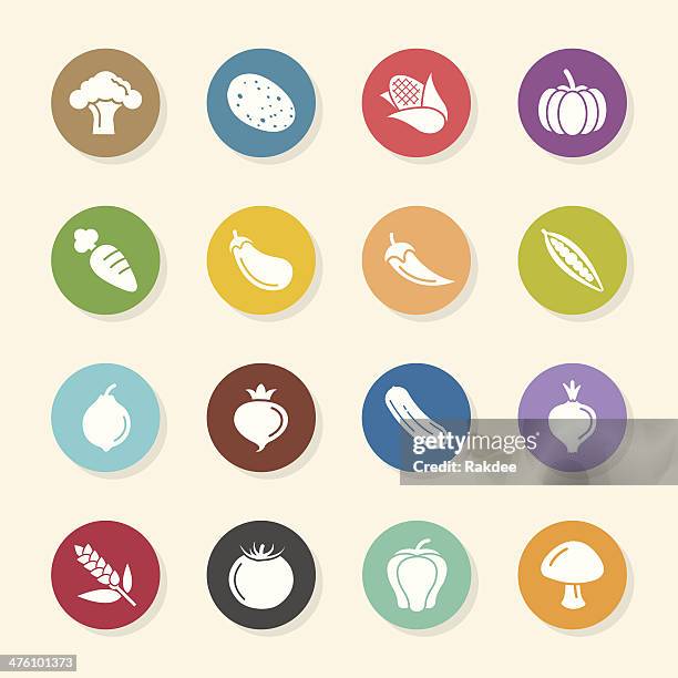 vegetable icons - color circle series - porcelain agaric stock illustrations