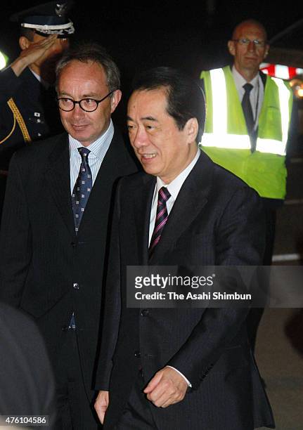 Japanese Prime Minister Naoto Kan is seen upon arrival at Charles de Gaulle Airport prior to the G8 summit on May 26, 2011 in Paris, France. Heads of...