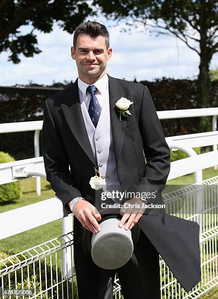 Cricket player Jimmy Anderson attends the Investec Derby festival at Epsom Racecourse on June 6, 2015 in Epsom, England.