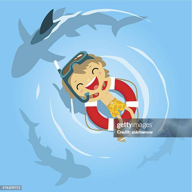 taucher in gefahr - flosse stock-grafiken, -clipart, -cartoons und -symbole