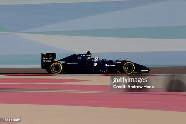 Valtteri Bottas of Finland and Williams drives during day four of Formula One Winter Testing at the Bahrain International Circuit on March 2, 2014 in...