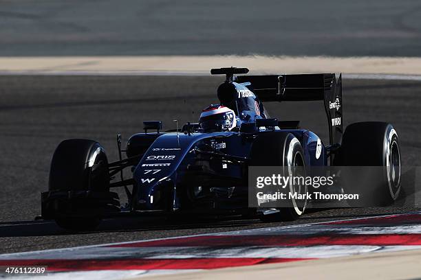 Valtteri Bottas of Finland and Williams drives during day four of Formula One Winter Testing at the Bahrain International Circuit on March 2, 2014 in...