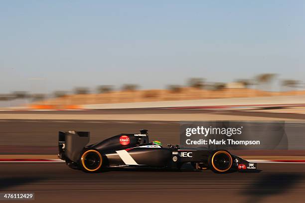 Esteban Gutierrez of Mexico and Sauber F1 drives during day four of Formula One Winter Testing at the Bahrain International Circuit on March 2, 2014...