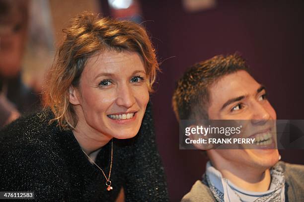 French actress Alexandra Lamy and French actor Fabien Heraud attend the Premiere of "De toutes nos forces", on February 13, 2014 in Rennes. AFP PHOTO...