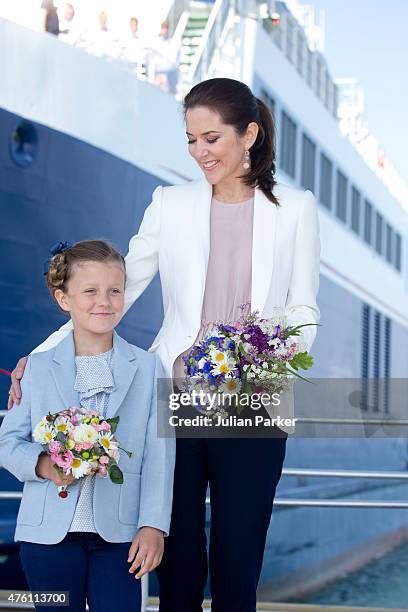 Princess Isabella of Denmark, accompanied by her mother Crown Princess Mary of Denmark, names a Ferry after herself at Saelvig Harbour during her...