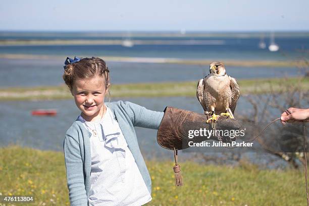 Princess Isabella of Denmark visits a Nature School and Falconry Centre during her first day of official engagements onThe Island Of Samso on June...