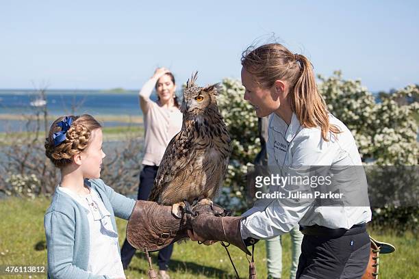 Princess Isabella of Denmark, accompanied by her mother Crown Princess Mary of Denmark visit to a Nature and Falconry School during her first day of...