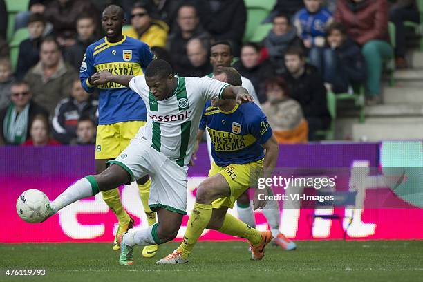 Groningen speler Genero Zeefuik, SC Cambuur speler Robert van Boxel, during the Dutch Eredivisie match between FC Groningen and SC Cambuur Leeuwarden...