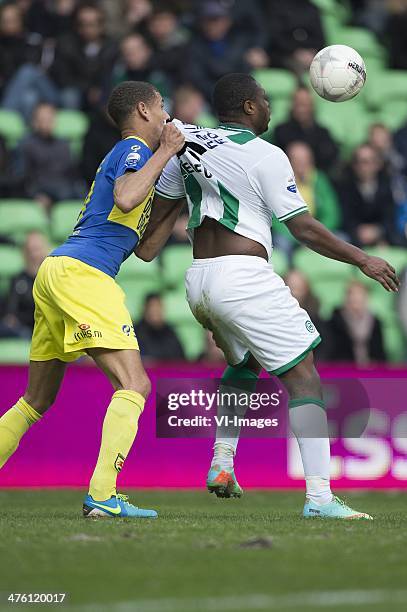 Cambuur speler Leon Broekhof, FC Groningen speler Genero Zeefuik, during the Dutch Eredivisie match between FC Groningen and SC Cambuur Leeuwarden at...