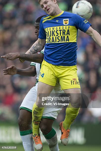 Groningen speler Genero Zeefuik, SC Cambuur speler Martijn van der Laan, during the Dutch Eredivisie match between FC Groningen and SC Cambuur...