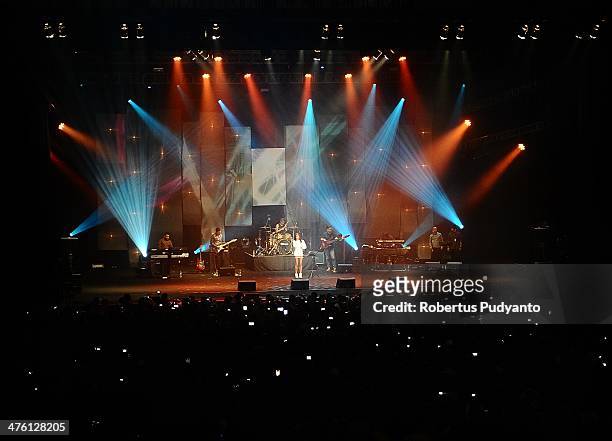 Agnes Monica performs in the 10th Year Edition of Jakarta International Java Jazz Festival 2014 day 3 at JIExpo Kemayoran on March 2, 2014 in...