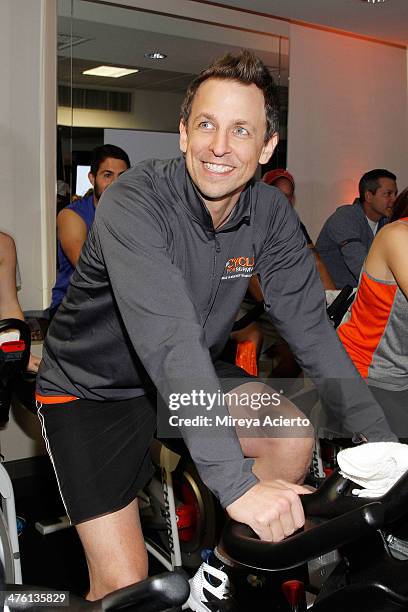 Seth Meyers attends the 2014 "Cycle For Survival" Benefit Ride for Memorial Sloan Kettering Cancer Center at Equinox Rock Center on March 2, 2014 in...