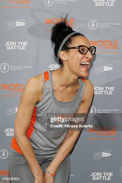 Television host Carla Hall attends the 2014 "Cycle For Survival" Benefit Ride for Memorial Sloan Kettering Cancer Center at Equinox Rock Center on...