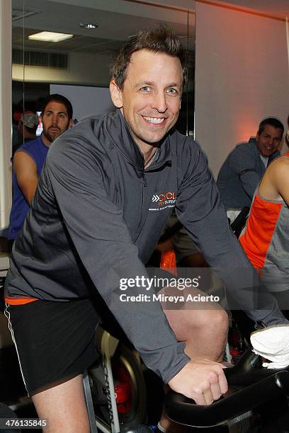 Seth Meyers attends the 2014 "Cycle For Survival" Benefit Ride for Memorial Sloan Kettering Cancer Center at Equinox Rock Center on March 2, 2014 in...