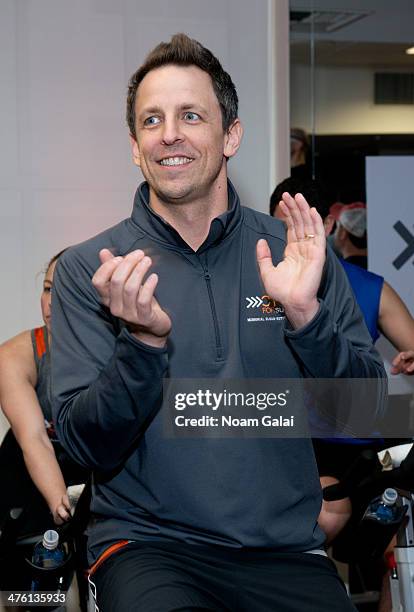 Personality Seth Meyers attends 2014 "Cycle For Survival" Benefit Ride at Equinox Rock Center on March 2, 2014 in New York City.