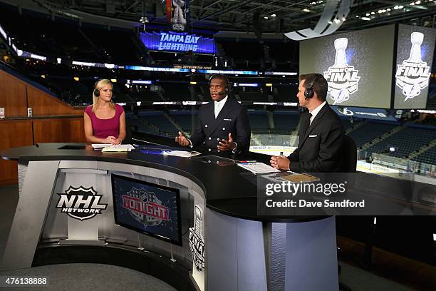 Network on-air talent Kathryn Tappen, Kevin Weekes and Martin Biron discuss Game Two of the 2015 NHL Stanley Cup Final between the Chicago Blackhawks...