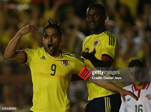 Radamel Falcao Garcia, of Colombia, celebrates after scoring during a friendly match between Colombia and Costa Rica at Diego Armando Maradona...