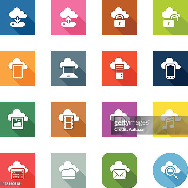 flat icons - cloud computing - transfer image stock illustrations