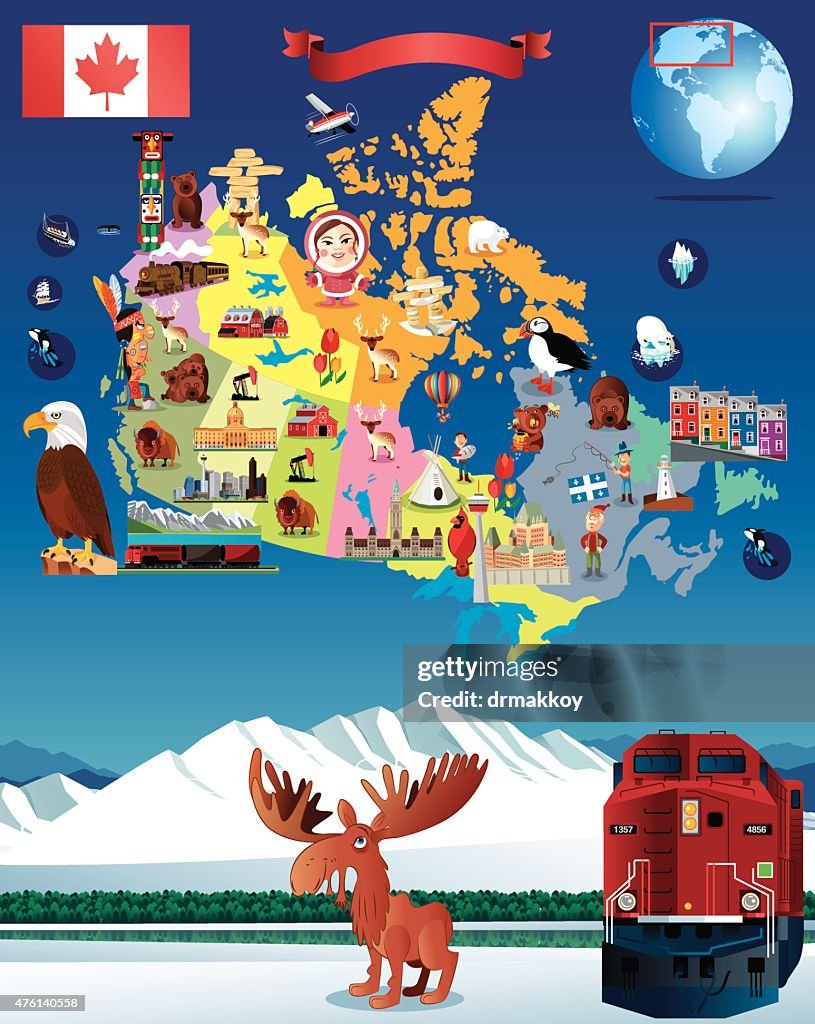 Cartoon map of Canada
