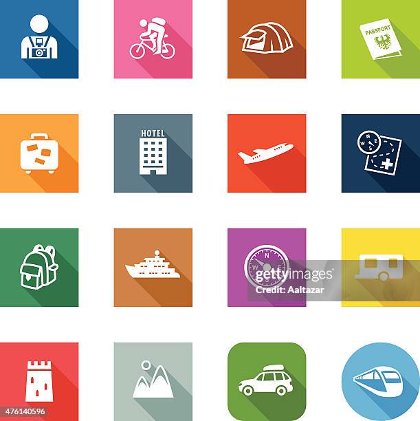 stockillustraties, clipart, cartoons en iconen met flat icons - tourism - luxury yacht