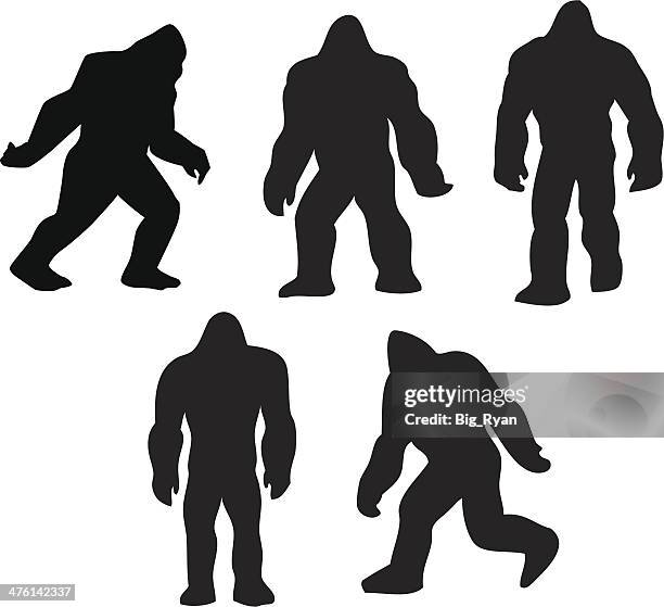 bigfoot grouping - yeti stock illustrations