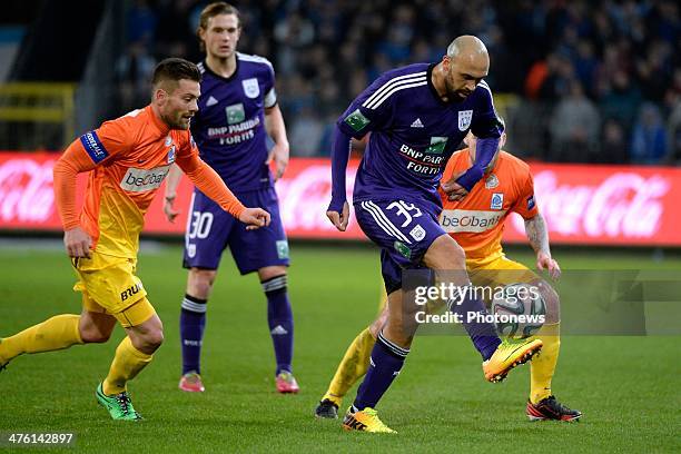 Anthony Vanden Borre of RSC Anderlecht and Benji De Ceulaer of KRC Genk during the Jupiler League match between RSC Anderlecht and Krc Genk on March...