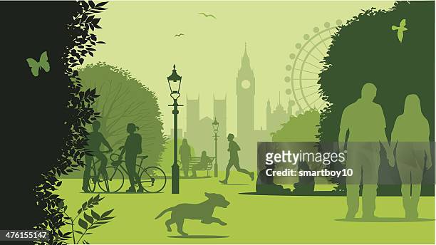park life london - british culture walking stock-grafiken, -clipart, -cartoons und -symbole