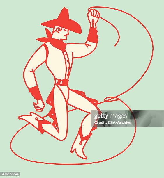 cowboy with lasso - lasso stock illustrations