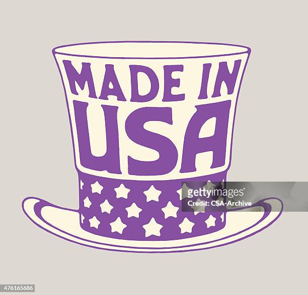made in the usa top hat - 4th of july type stock illustrations