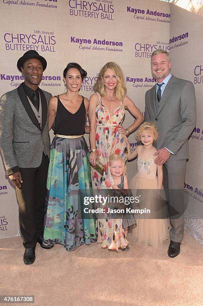 Musicians Aloe Blacc, Maya Jupiter, Butterfly Ball Co-Chair Rebecca Gayheart-Dane, Georgia Dane, and actor Eric Dane attend the 14th annual Chrysalis...