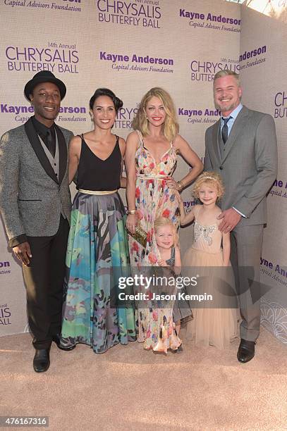 Musicians Aloe Blacc, Maya Jupiter, Butterfly Ball Co-Chair Rebecca Gayheart-Dane, Georgia Dane, and actor Eric Dane attend the 14th annual Chrysalis...