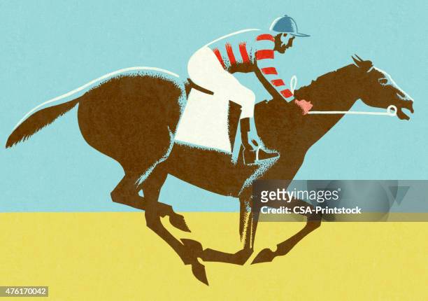 illustrazioni stock, clip art, cartoni animati e icone di tendenza di fantino corsa di cavalli - jockey