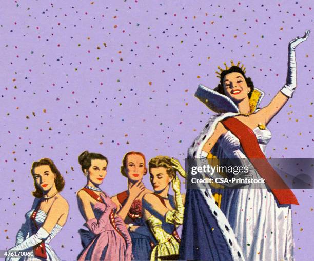 beauty queen waving - vanity stock illustrations