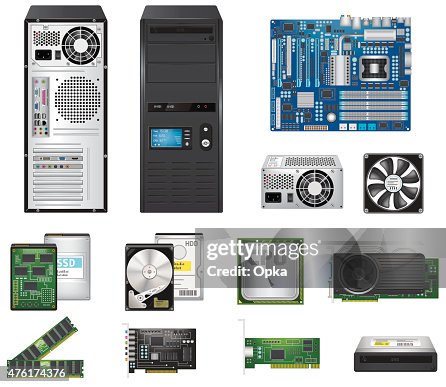 Assorted Computer Cmponents Computer Parts Set High-Res Vector Graphic - Getty Images