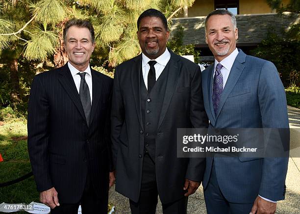 Host Hayward Kaiser, John Dillon Award recipient Charles Johnson and Mark Loranger, President and Chief Executive Officer of Chrysalis attend the...