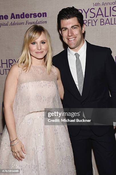 Actress Kristen Bell and host Max Greenfield attend the 14th annual Chrysalis Butterfly Ball sponsored by Audi, Kayne Anderson, Lauren B. Beauty and...