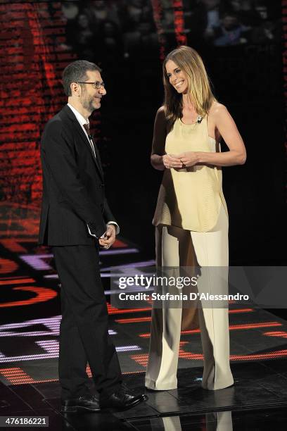 Fabio Fazio and Filippa Lagerback attend 'Che Tempo Che Fa' TV Show on March 2, 2014 in Milan, Italy.