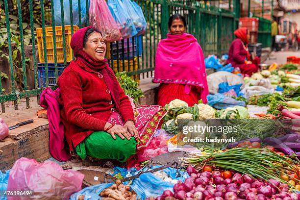 indian street sellers in kathmandu, nepal - nepal women stock pictures, royalty-free photos & images