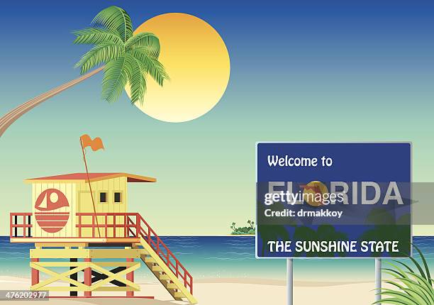 florida beach - strandwächterhaus stock-grafiken, -clipart, -cartoons und -symbole