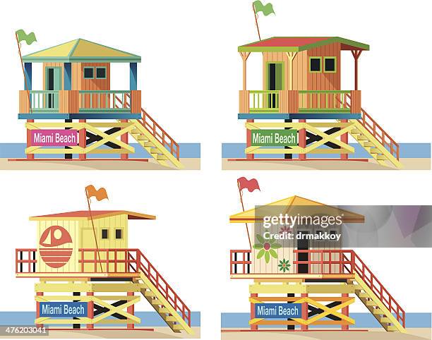 stockillustraties, clipart, cartoons en iconen met lifeguard hut - pensacola beach