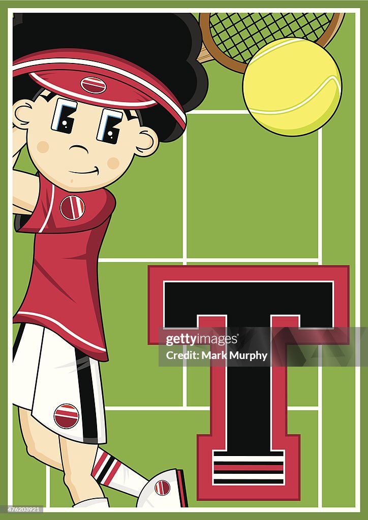 De Tennis garçon apprentissage Lettre T