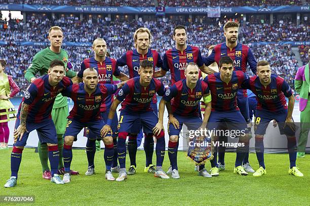 Goalkeeper Marc Andre ter Stegen of FC Barcelona, Javier Mascherano of FC Barcelona, Ivan Rakitic of FC Barcelona, Sergio Busquets of FC Barcelona,...