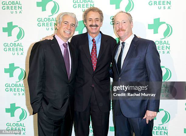 Honoree The Angeleno Group Co-Founder Daniel Weiss, City Attorney Mike Feuer, and actor Matt Walsh attend the Global Green USA 19th Annual Millennium...