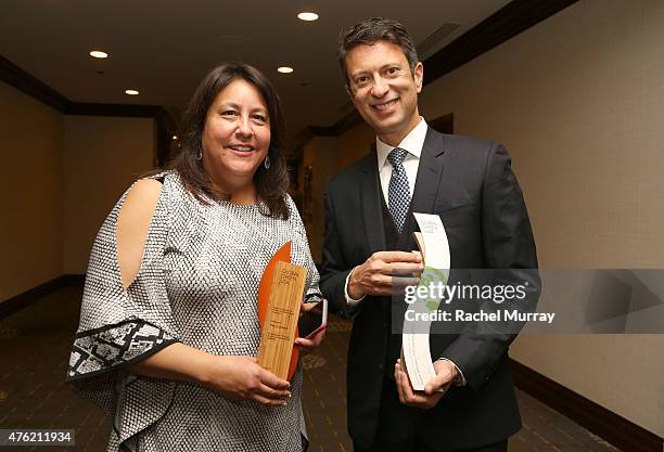 Vice President of Global Green USA Mary Luevano and Honoree Ibrahim AlHusseini attend the Global Green USA 19th Annual Millennium Awards on June 6,...