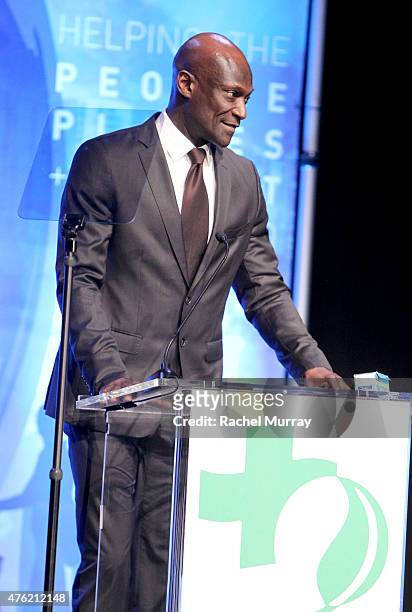 Actor Peter Mensah speaks onstage during the Global Green USA 19th Annual Millennium Awards on June 6, 2015 in Century City, California.