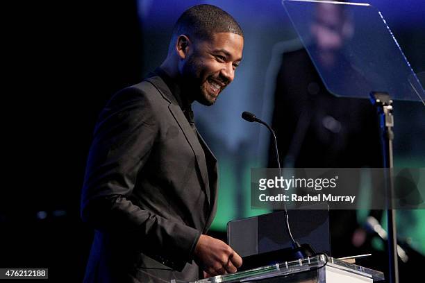 Actor Jussie Smollett speaks onstage during the Global Green USA 19th Annual Millennium Awards on June 6, 2015 in Century City, California.