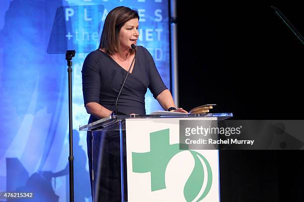 Realty Award honoree Sarah Shaw speaks onstage during the Global Green USA 19th Annual Millennium Awards on June 6, 2015 in Century City, California.