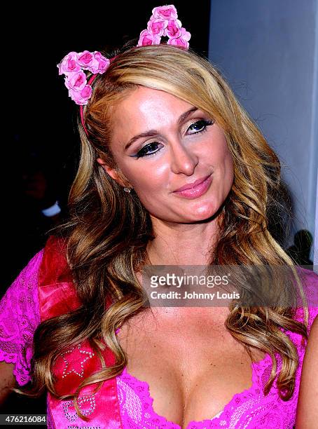 Paris Hilton attends the Paris Hilton Debuts New Single and Nicky Ultimate Bachelorette Party at Wall at W Hotel on June 6, 2015 in Miami Beach,...