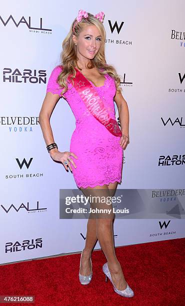 Paris Hilton attends the Paris Hilton Debuts New Single and Nicky Ultimate Bachelorette Party at Wall at W Hotel on June 6, 2015 in Miami Beach,...