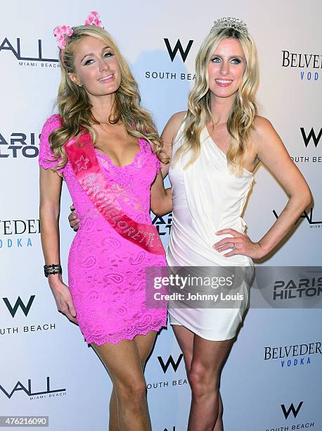 Paris Hilton and Nicky Hilton celebrate Nicky's bachelorette party at Wall at the W Hotel on June 6, 2015 in Miami Beach, Florida.